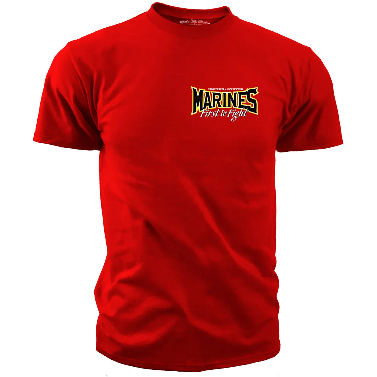 USMC First to Fight - Black Ink T-Shirt Red