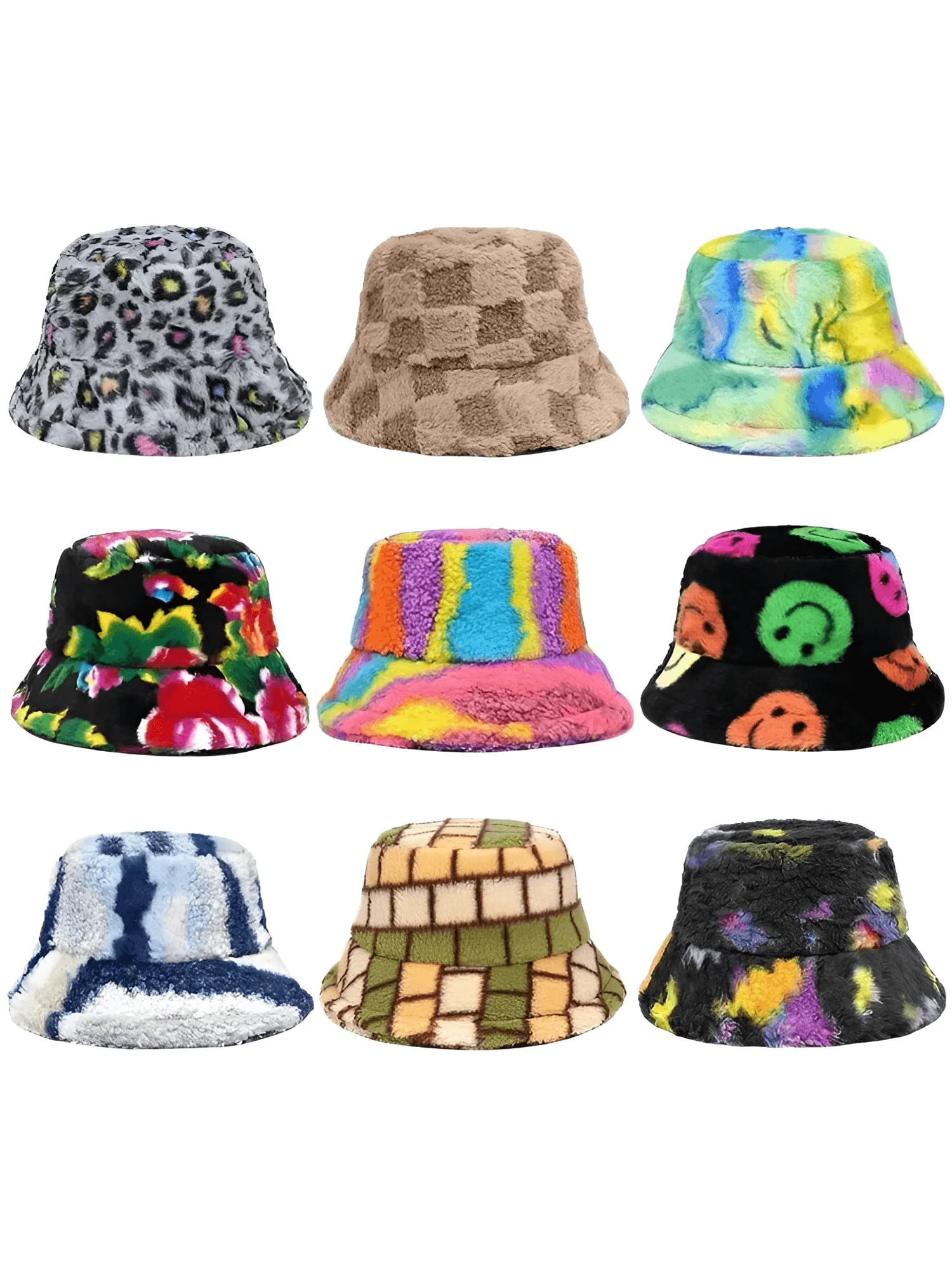 Warm Faux Fur Bucket Hats Women Men Fluffy Thick Faux Rabbit Hair Hats