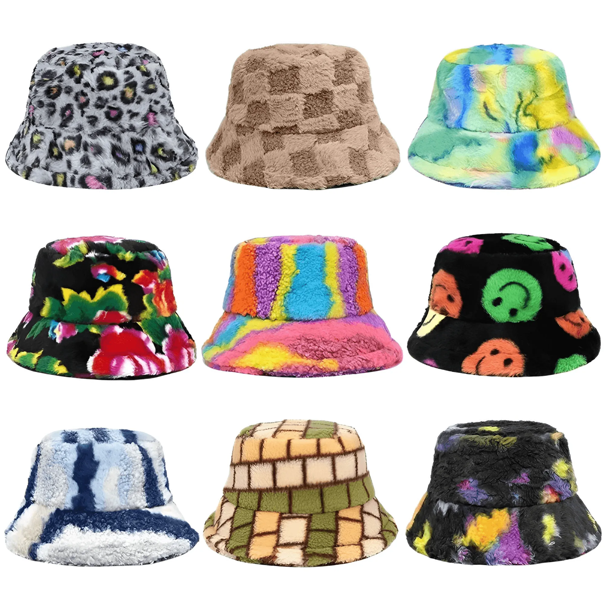 Warm Faux Fur Bucket Hats Women Men Fluffy Thick Faux Rabbit Hair Hats