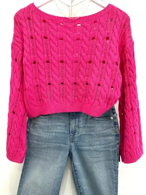 Wide Neck Cable Crop Sweater