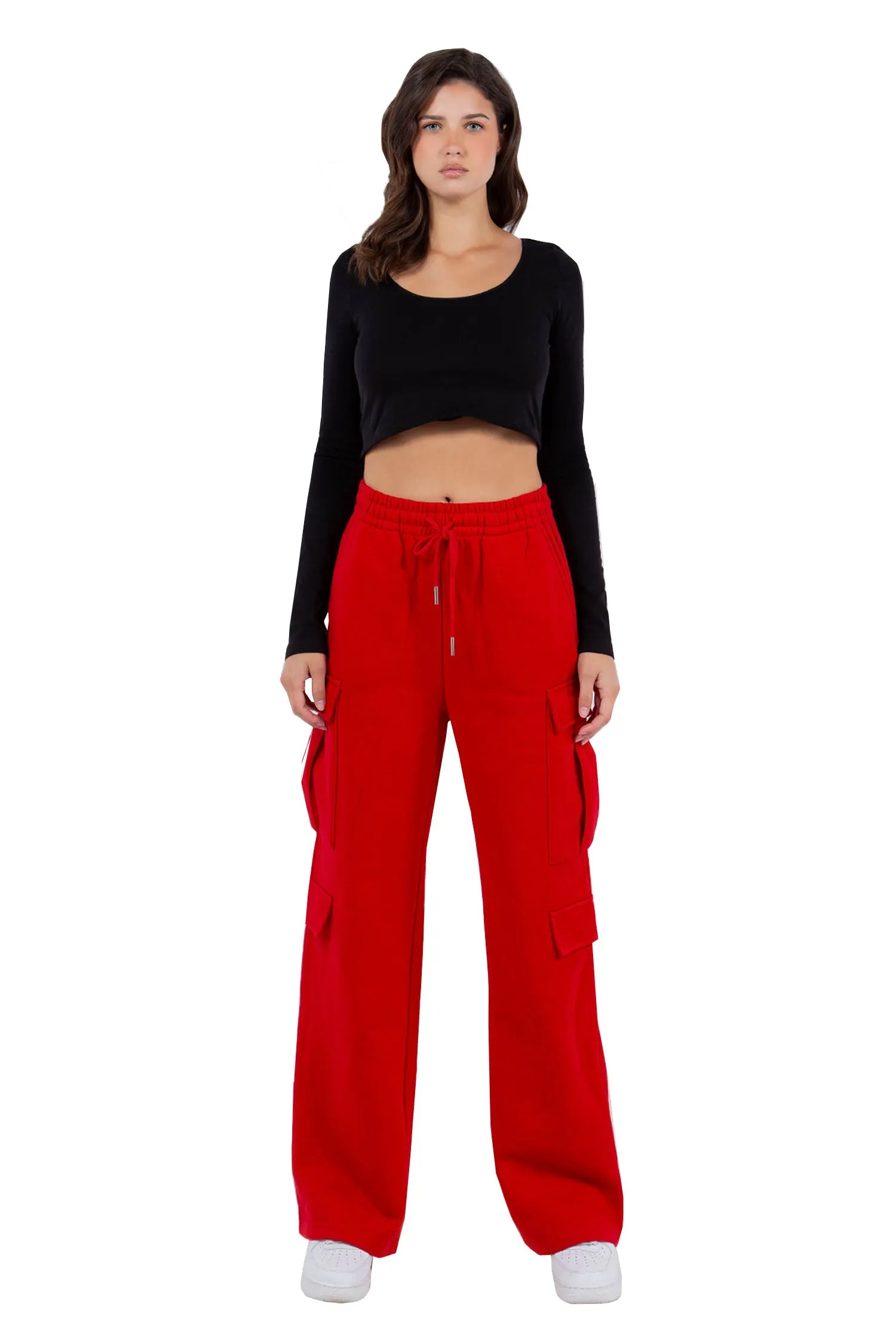 Women's Essential High Waist Wide Fit Cargo Sweat Pants