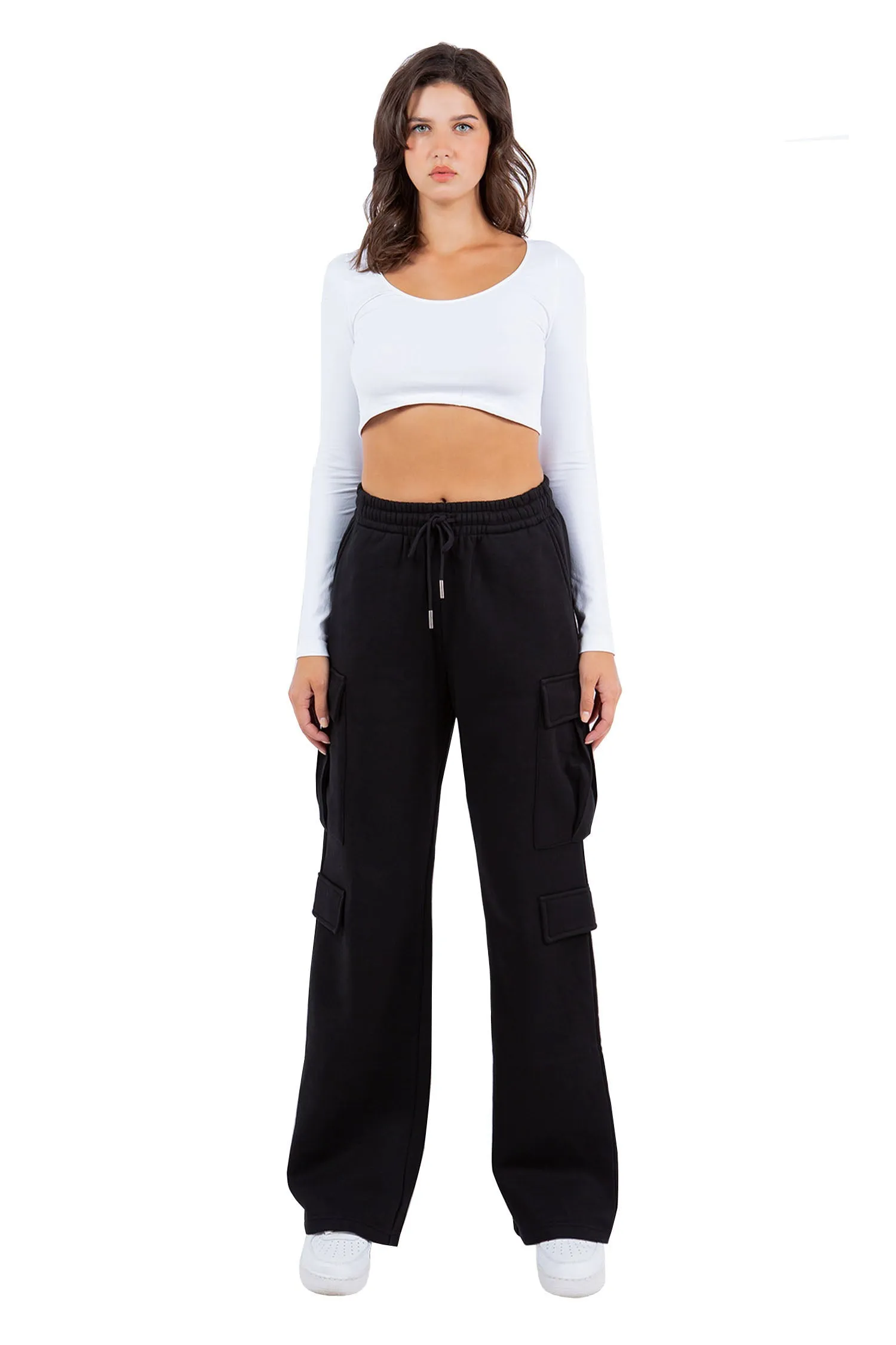 Women's Essential High Waist Wide Fit Cargo Sweat Pants